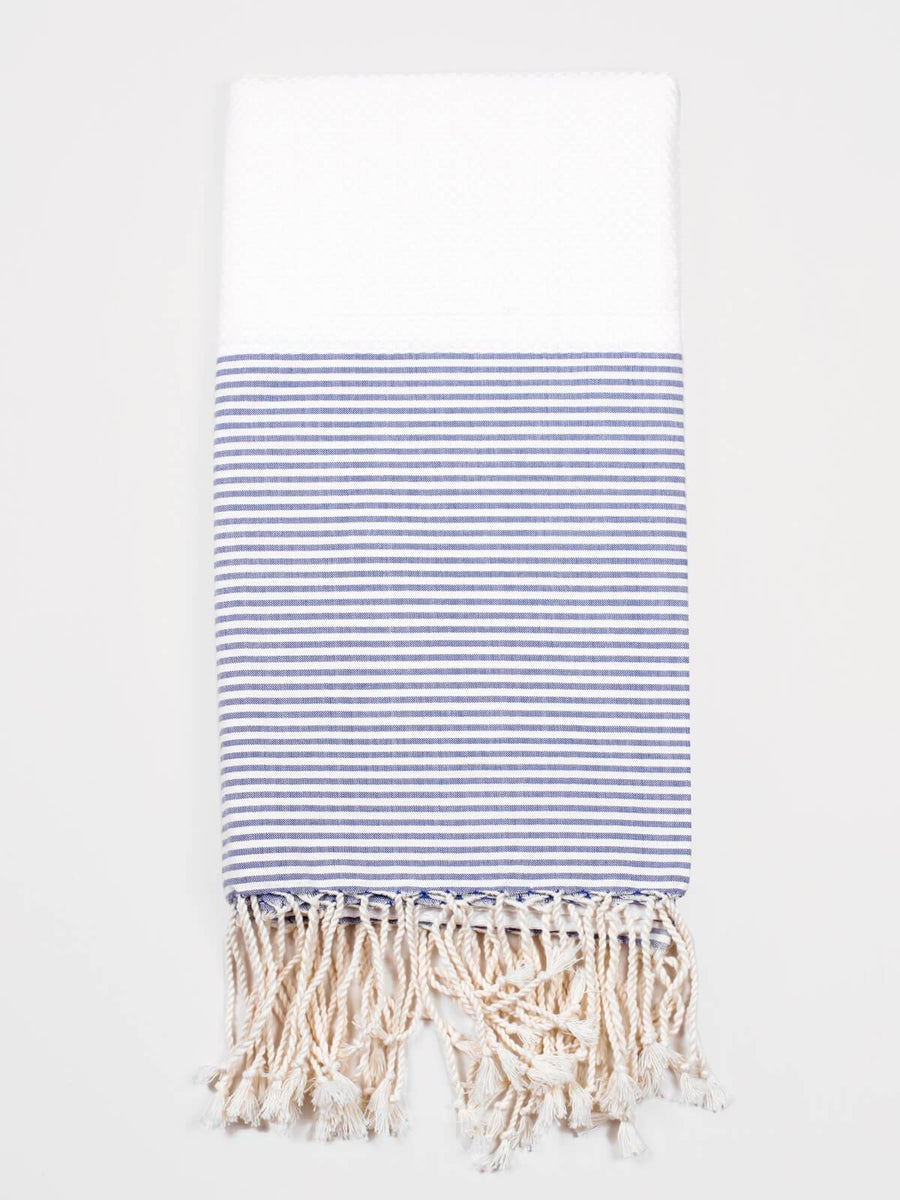 Brittany Hammam Towel // White + Blue – Sisterberry u0026 Co.™