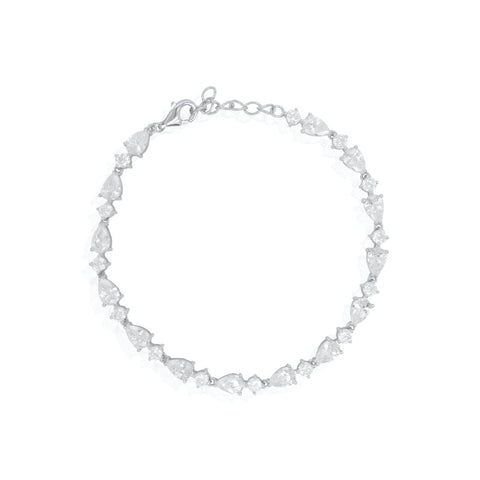 Silver necklace with floral designs on a white background