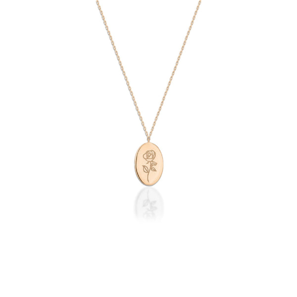 Kiera Engraved Rose Necklace // 10kt Solid Gold