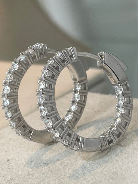 Alison Hoop Earrings // Rhodium Plated Sterling Silver 1.5ct Diamonds