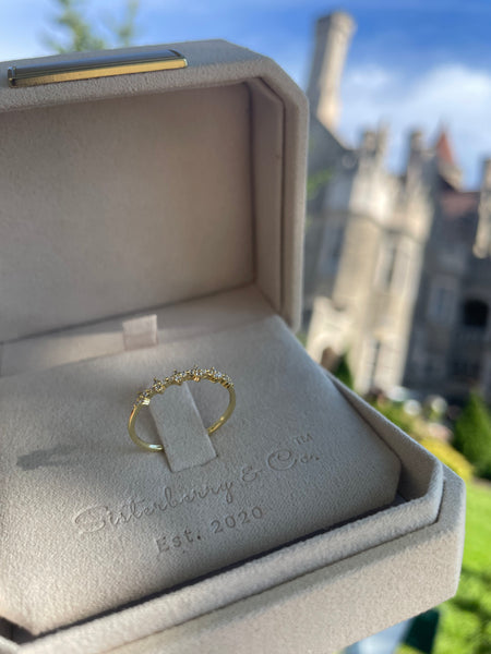 Neve Flower Stacking Ring // 14kt Gold Vermeil + CZ