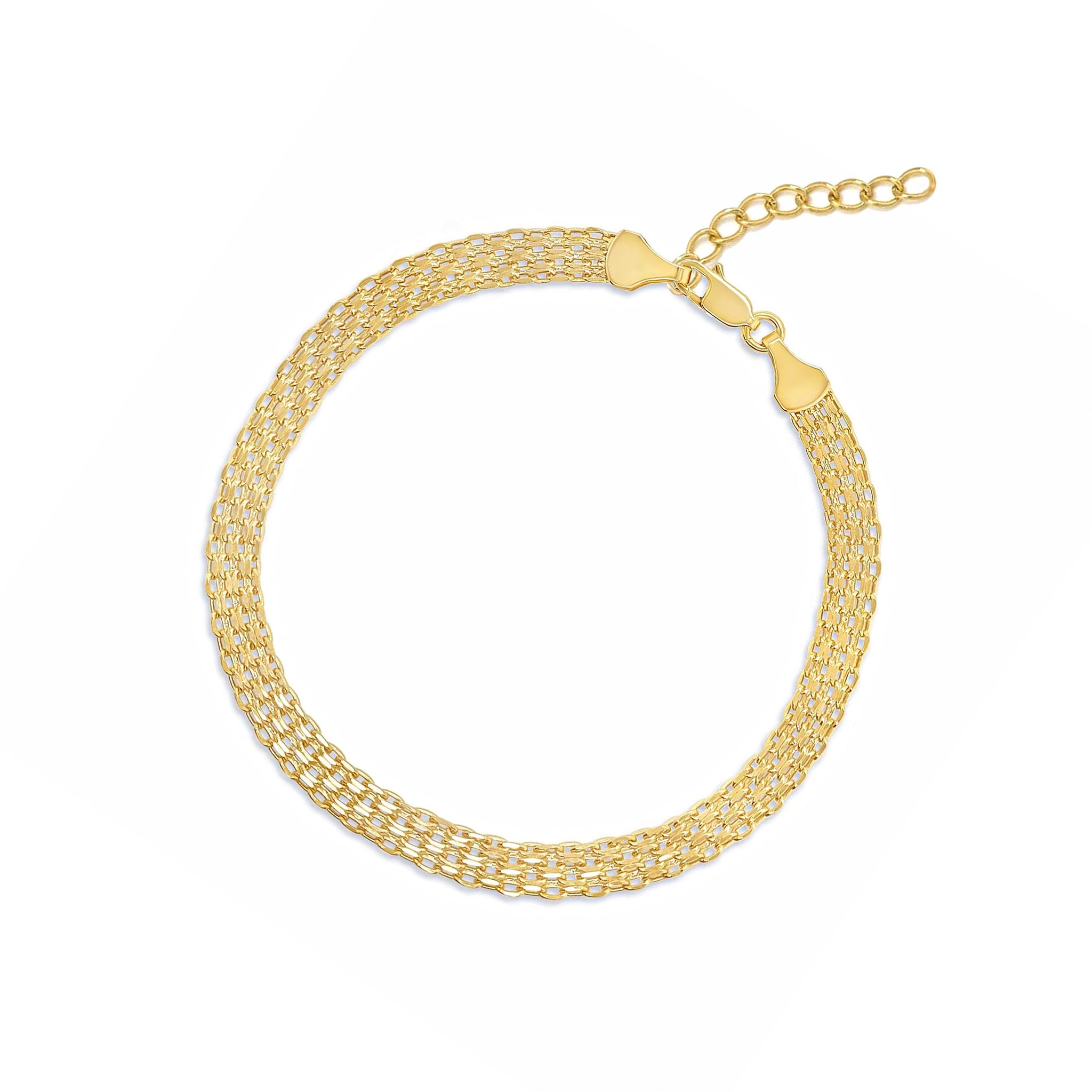 Gold bracelet on a white background