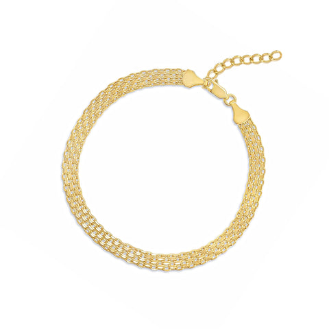 Gold bracelet on a white background