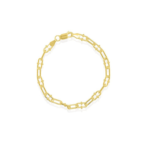 Gold chain bracelet on a white background