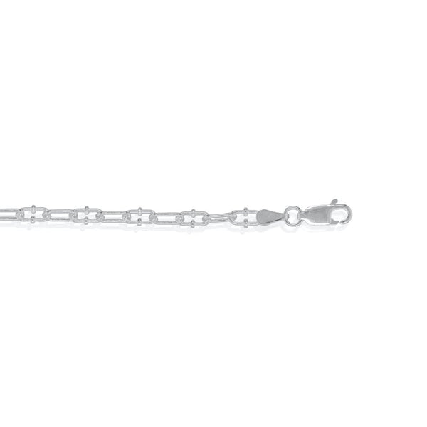 Silver chain bracelet on a white background