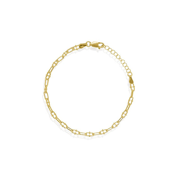 Gold chain bracelet on a white background