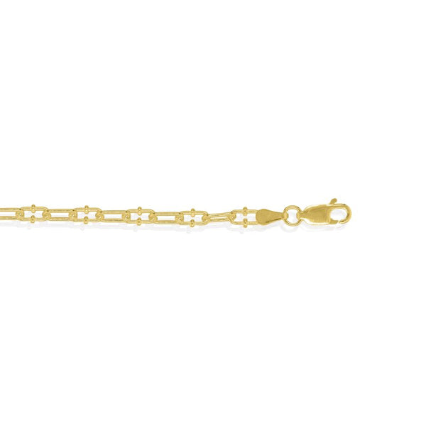 Gold chain bracelet on a white background