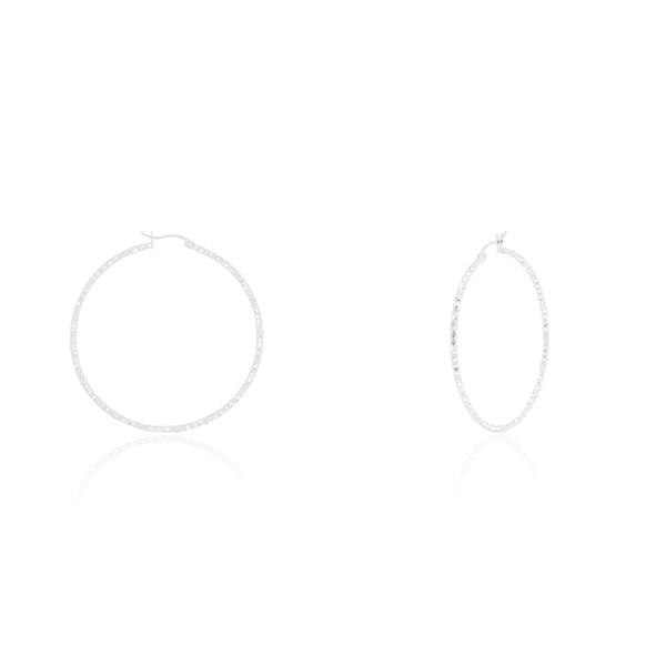 Sandra Diamond Cut Hoops 50mm // Sterling Silver