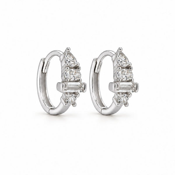 Cece Huggies // Rhodium Plated + CZ