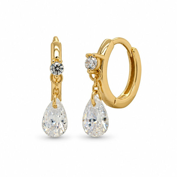 Jacqueline Huggies // 14k Gold Vermeil + CZ Drop