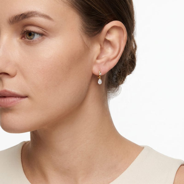 Jacqueline Huggies // 14k Gold Vermeil + CZ Drop
