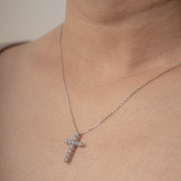 Angelica Cross Necklace // Sterling Silver + 1ct Diamond