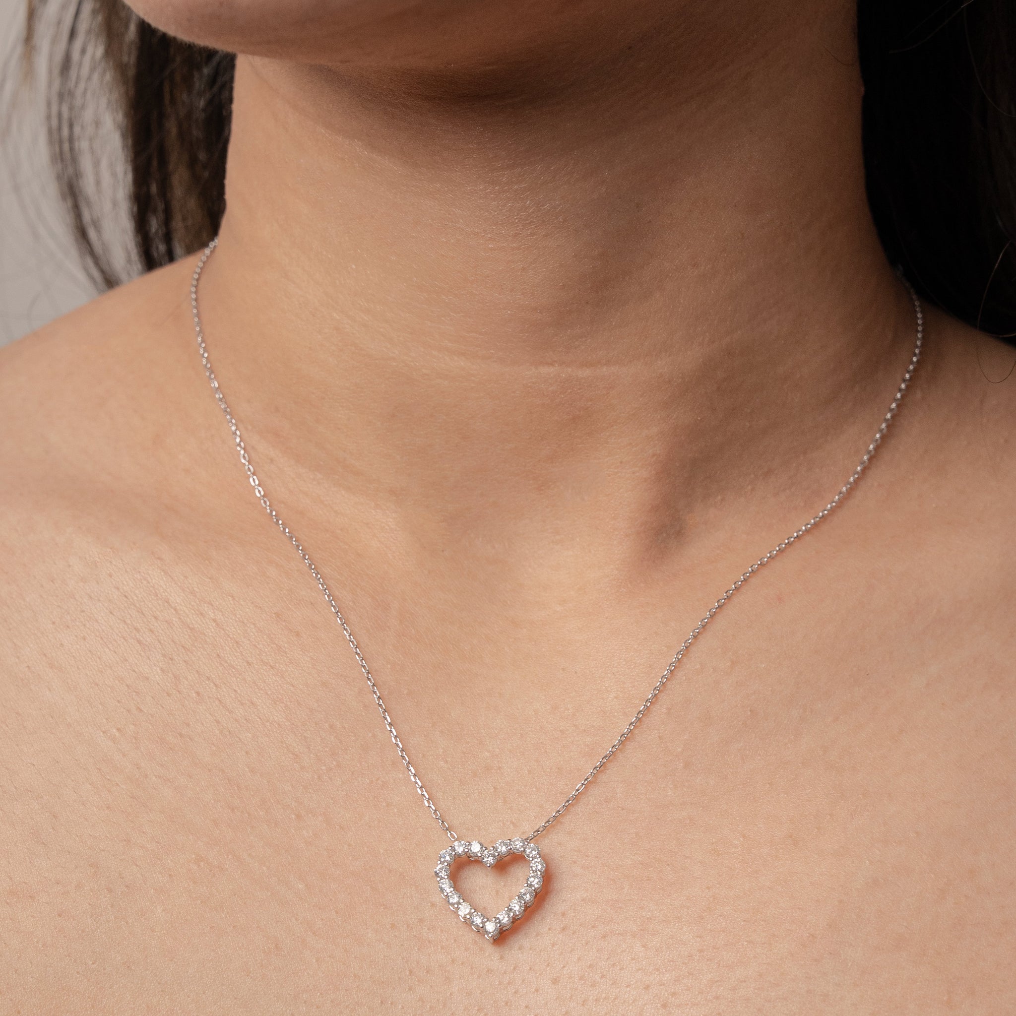 Khloé Heart Necklace // Rhodium Plated Sterling Silver 1CT Diamond