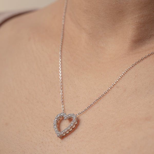 Khloé Heart Necklace // Sterling Silver + 1ct Diamond