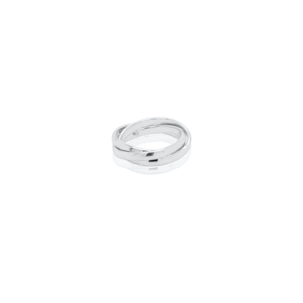 3 stack rolo band Silver ring on a white background
