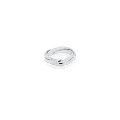 3 stack rolo band Silver ring on a white background