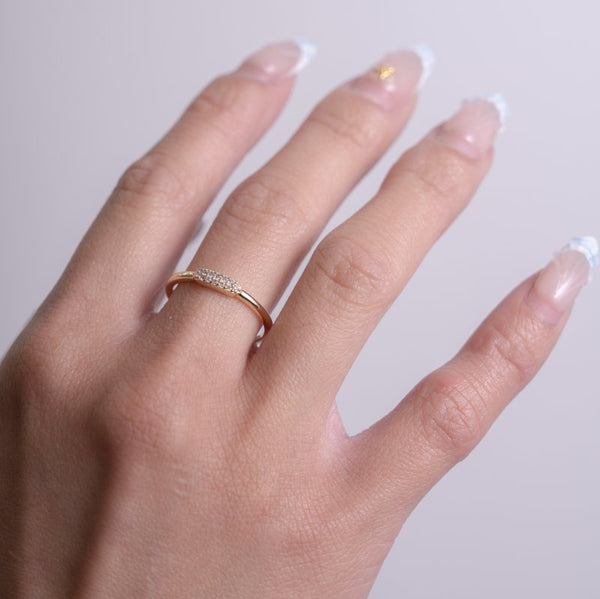 Claudia Pave Slim Bar Ring // 14kt Gold Vermeil + CZ