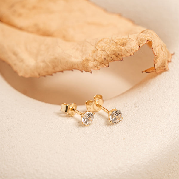 Kris Martini Stud Earrings // 14kt Gold Vermeil + CZ