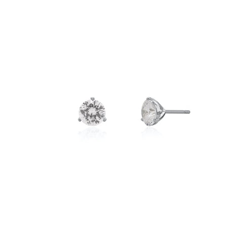 Pair of diamond stud earrings on a white background