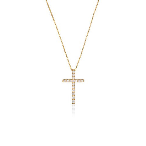 Madonna Cross Necklace // 14k Gold Vermeil + CZ