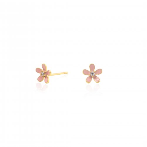 Pink Kayla Flower Studs // 14k Gold Vermeil + CZ