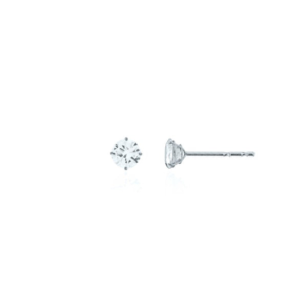 Tiffany Studs // 14kt Italian Solid White Gold + CZ
