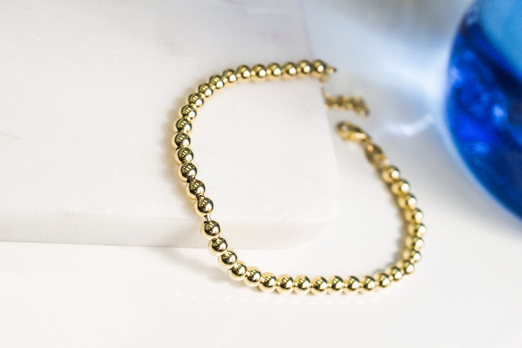 Rose Gold Plated Sterling Silver Adjustable Bead Bracelet |  Jewellerybox.co.uk