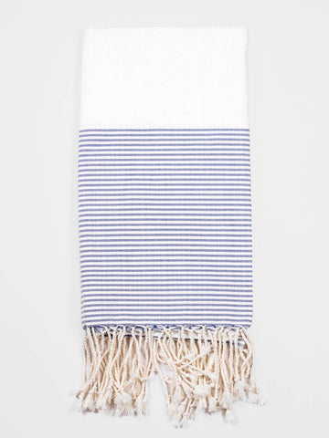 Brittany Hammam Towel - White & Blue - Sisterberry & Co.
