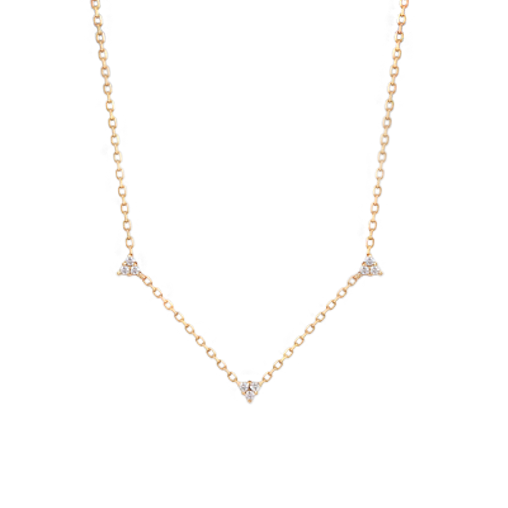 Gigi Diamond Trillium Necklace - 14K Italian Gold - Sisterberry & Co.