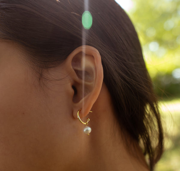 Angela Freshwater Pearl Earrings - 14K Gold Vermeil - Sisterberry & Co.