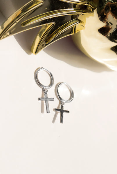 Candace Cross Huggies // Sterling Silver