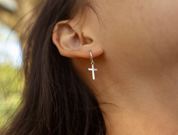  Candace Cross Huggies // Sterling Silver