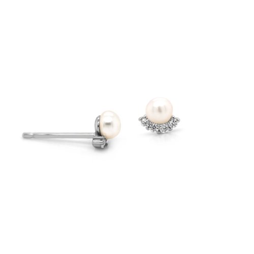 Isabella Pearl Studs // Sterling Silver + CZ